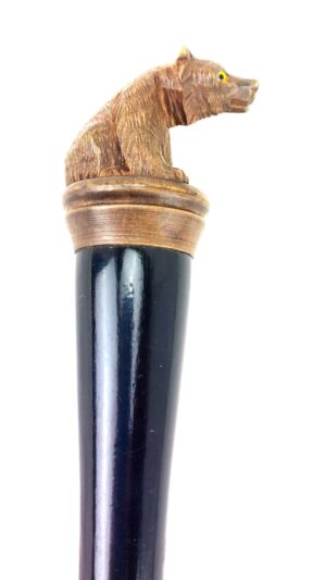 Swiss-German, c.1900, Black Forest Carved Bear Walking Stick