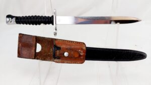 Swiss, SIG Stgw.57 Model 1957 Bayonet, Scabbard and Leather Frog, Made by Wenger