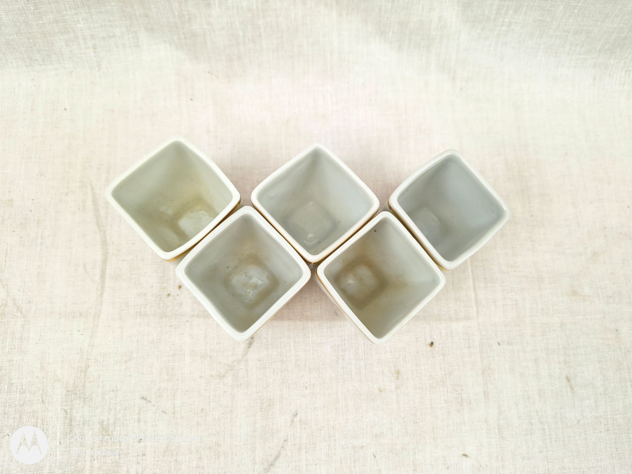 Vintage Ceramic Limoges Au Plaisir Des Dames Book Flask And Five Shots - Image 3