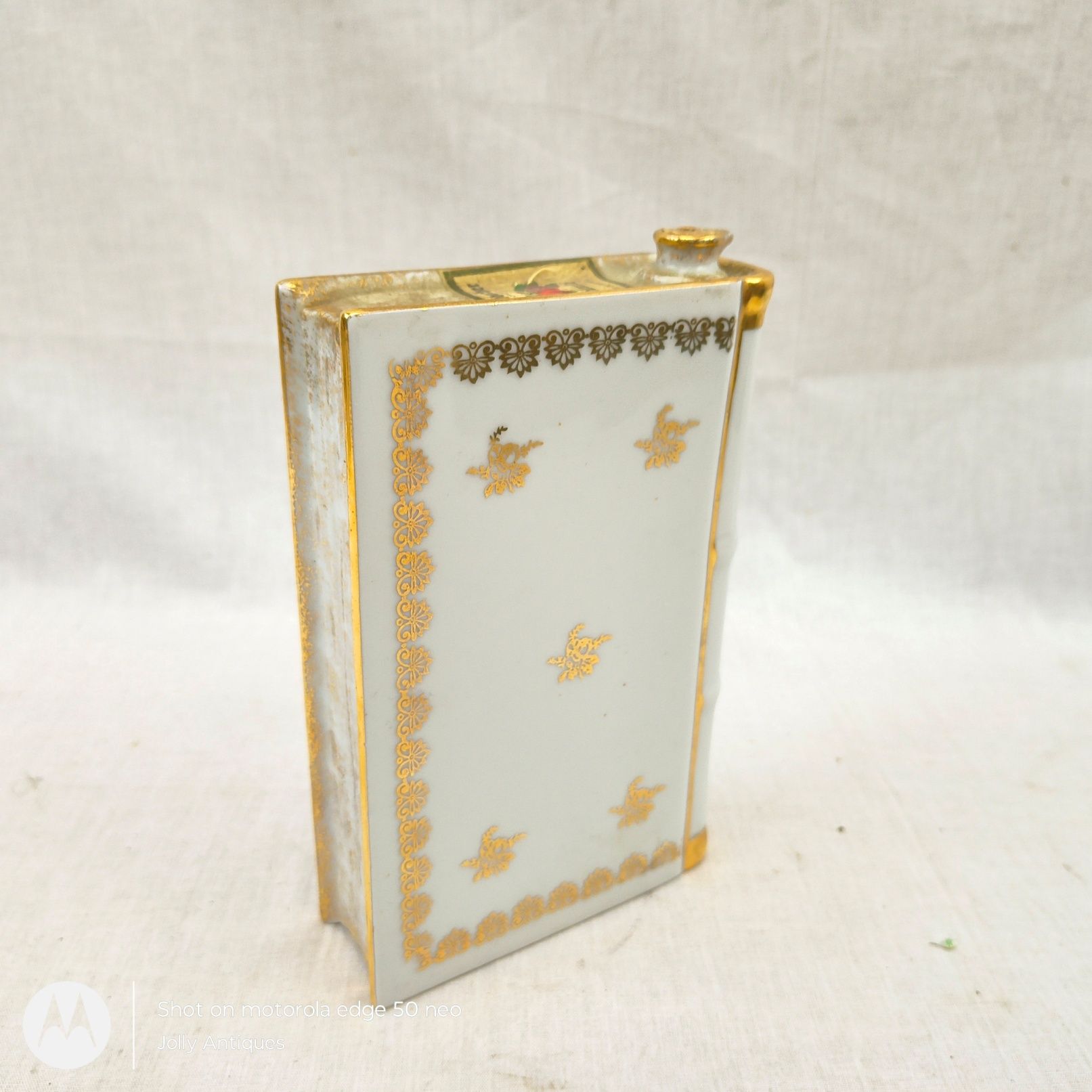 Vintage Ceramic Limoges Au Plaisir Des Dames Book Flask And Five Shots - Image 15