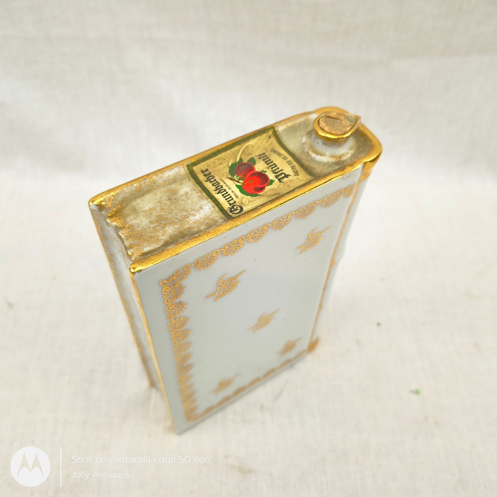 Vintage Ceramic Limoges Au Plaisir Des Dames Book Flask And Five Shots - Image 14