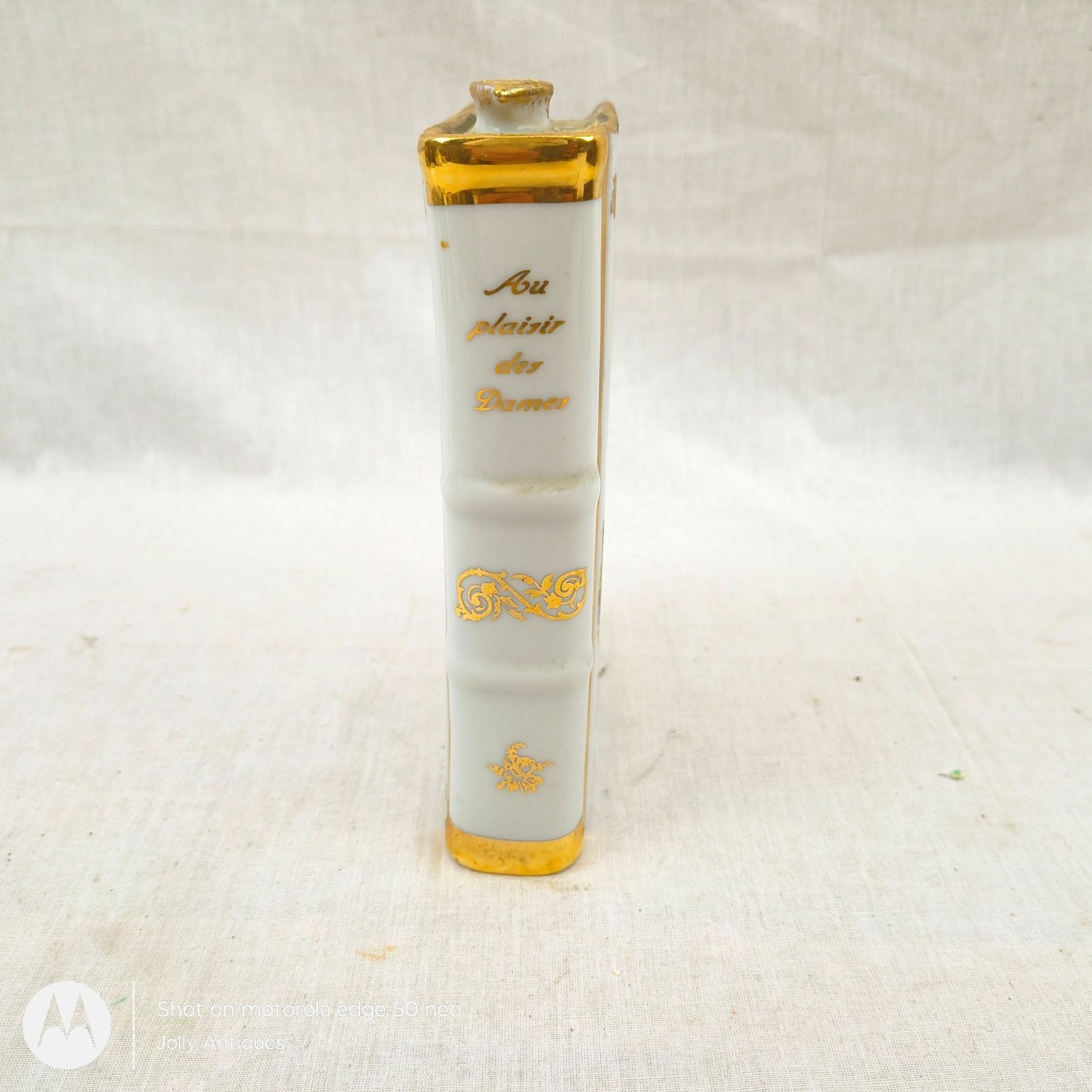 Vintage Ceramic Limoges Au Plaisir Des Dames Book Flask And Five Shots - Image 13