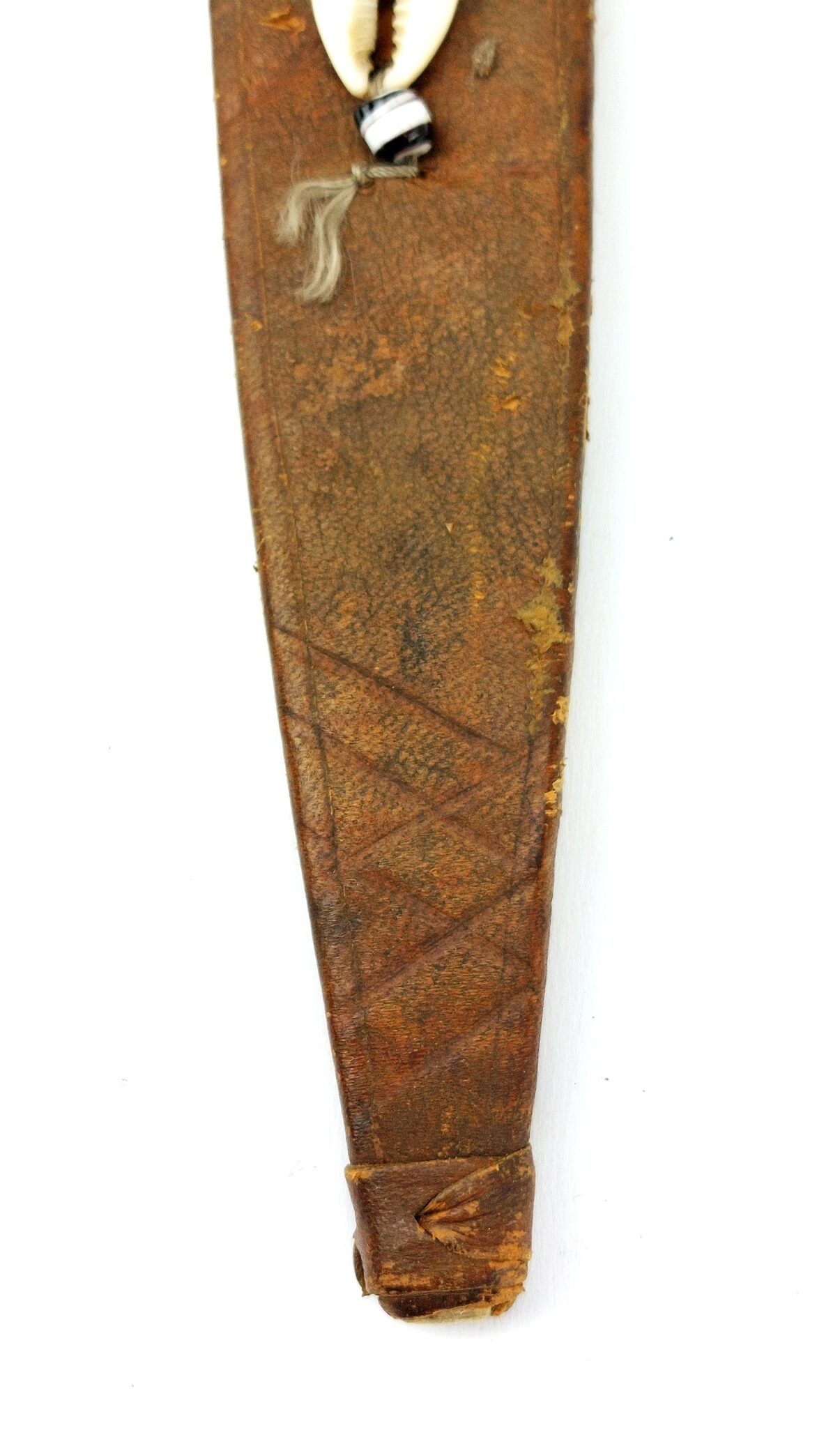 West African Tribal Dagger with Crocodile-Skin Grip and Cowrie-Decorated Sheath - Image 23