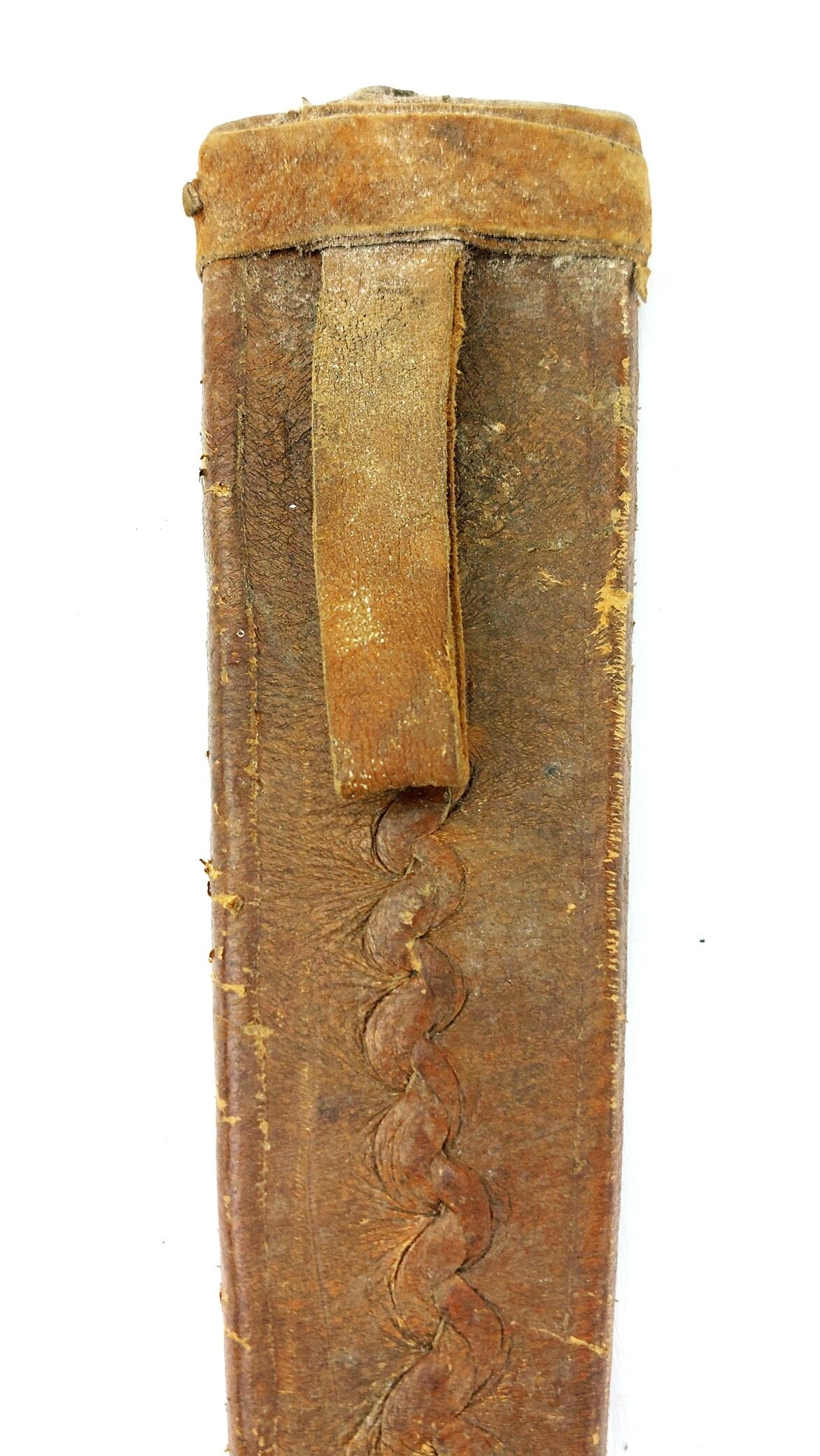 West African Tribal Dagger with Crocodile-Skin Grip and Cowrie-Decorated Sheath - Image 24