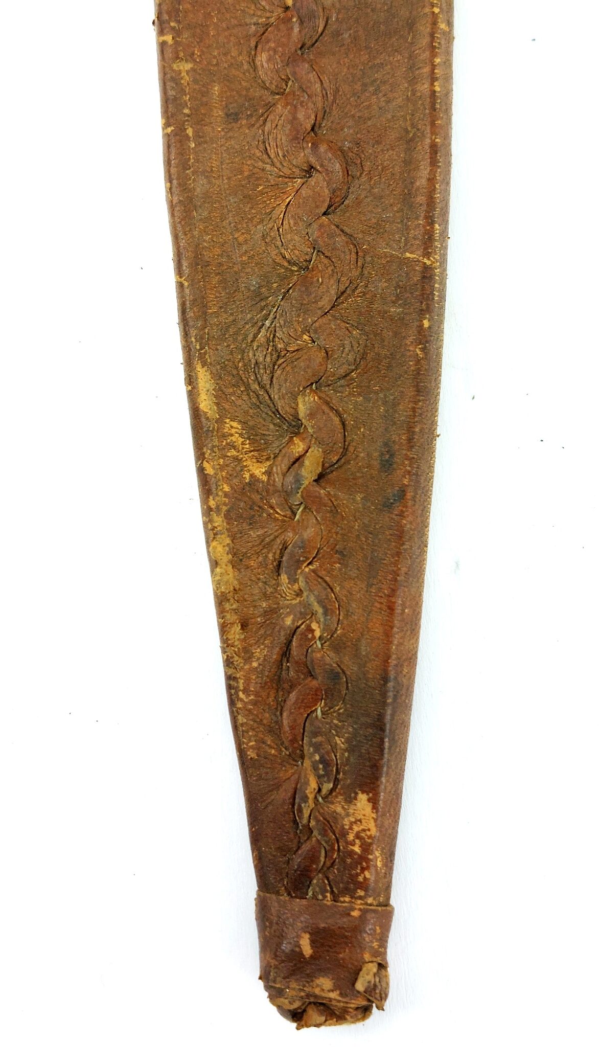 West African Tribal Dagger with Crocodile-Skin Grip and Cowrie-Decorated Sheath - Image 26