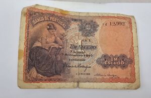 1917 Portugal 1 Escudo Banknote