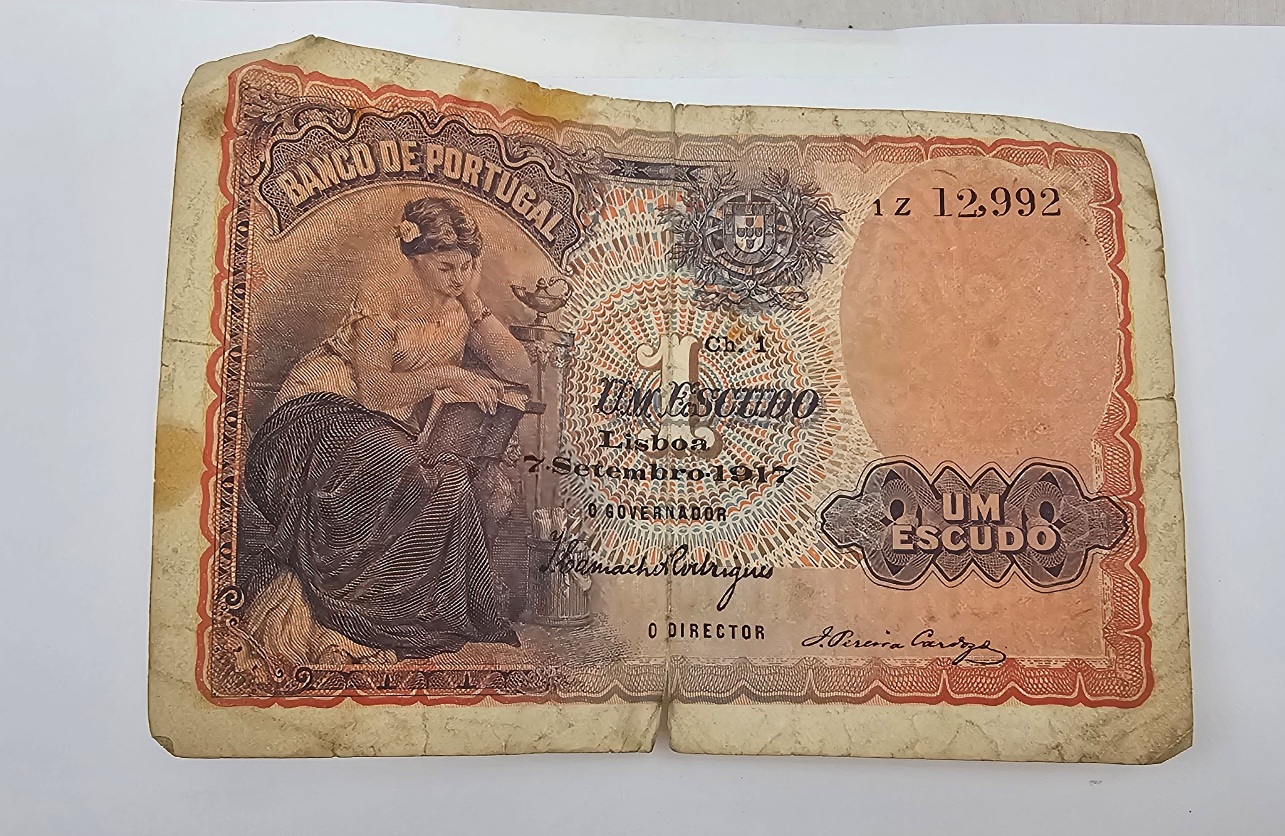 1917 Portugal 1 Escudo Banknote