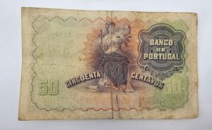 1918 Portugal 50 Centavos Banknote