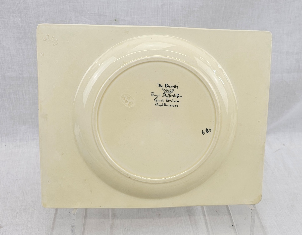 1930s Clarice Cliff Biarritz Cottage Rectangular Cake Stand Plate #2 - Image 2