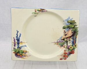 1930s Clarice Cliff Biarritz Cottage Rectangular Plate