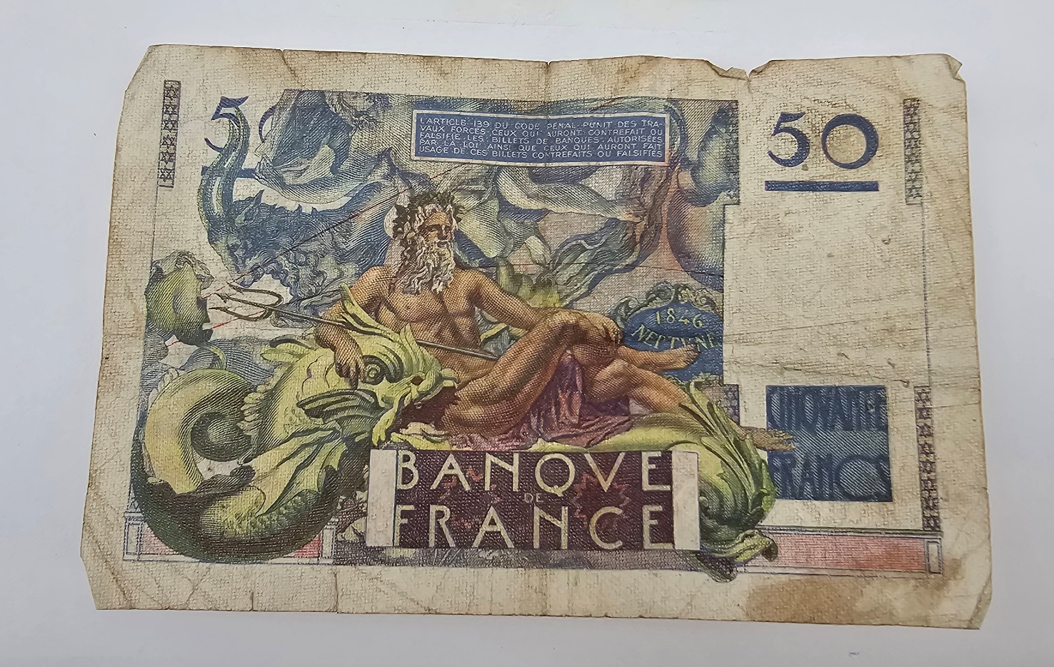 1946 French 50 Francs Banknote - Image 2