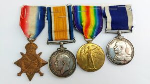 British, WW1, Royal Navy, Medal Group to Chief Stoker Charley Edwards 293026, HMS Collingwood & HMS Woolwich — Battle of Jutland Veteran