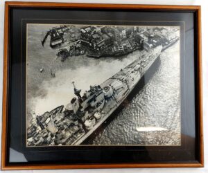 British, 1947, HMS Vanguard Aground at Spice Island, Portsmouth – Framed Aerial Photograph