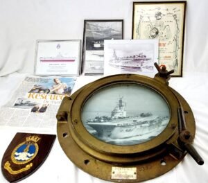 British, 1950s–1970s, Royal Navy HMS Albion Group – Porthole, Crest & Associated Material (7)