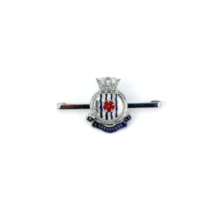 British, Late WWII, Royal Navy Sweetheart Brooch, HMS Morecambe Bay, Enamelled Crest on Bar