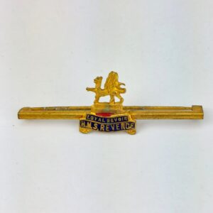 British, WW1-WWII, Royal Navy Sweetheart Brooch, HMS Revenge, Gilt & Enamel