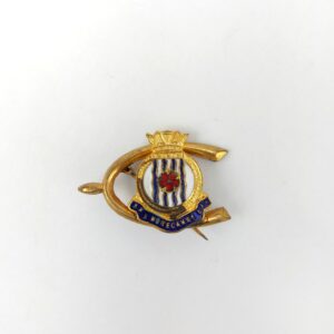 British, WWII-Post-War, Royal Navy HMS Morecambe Bay, Gilt & Enamel Sweetheart Brooch