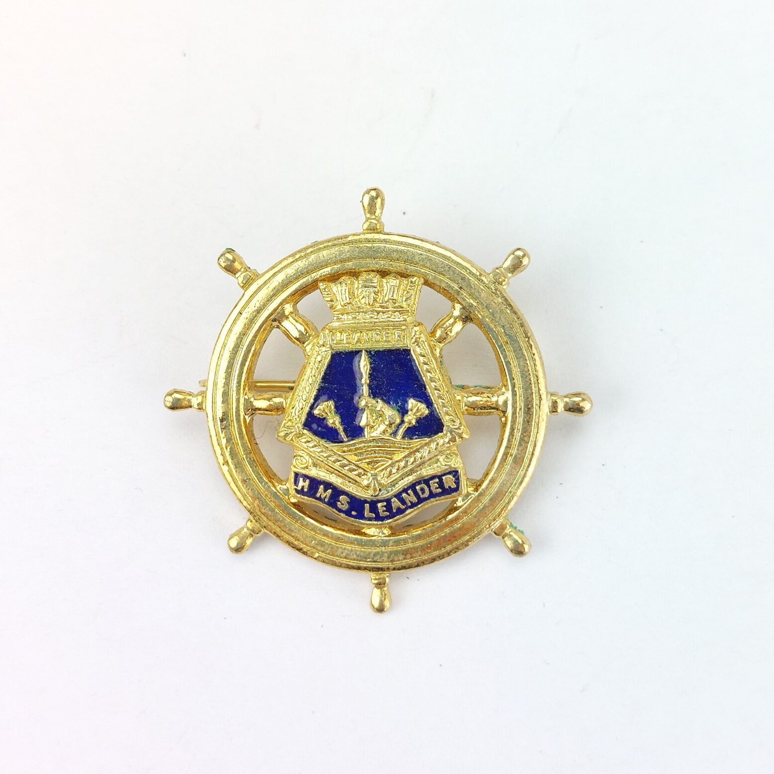British, WWII era, Royal Navy, HMS Leander Sweetheart Brooch, Enamel & Gilt