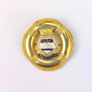 British, WWII era, Royal Navy Sweetheart Brooch, HMS Mauritius, Enamel & Gilt