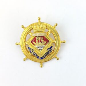 British, WWII era, Royal Navy Sweetheart Brooch, HMS Scarborough, Enamel & Gilt