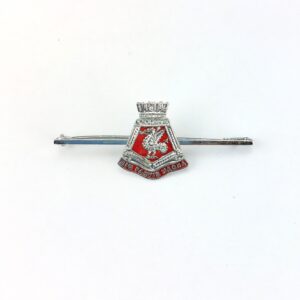 British, WWII era, Royal Navy, HMS Drake Sweetheart Brooch, Motto “Sic Parvis Magna”, Enamel &White Metal