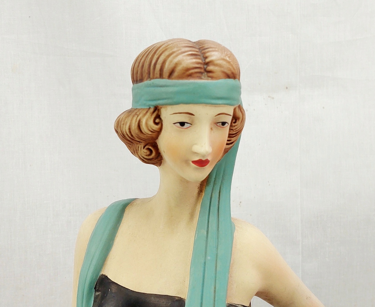Contemporary Plaster Cast Of An Art Deco Flapper Girl With Dog - Image 2