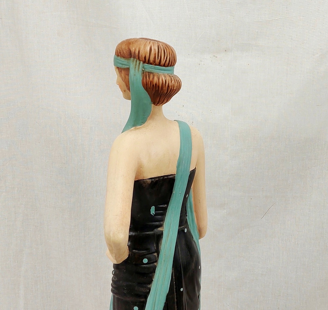 Contemporary Plaster Cast Of An Art Deco Flapper Girl With Dog - Image 5