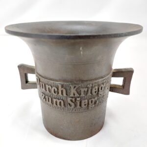 Imperial German, WWI (1914–1916), Trench Art Bronze Mortar with “Durch Krieg zum Sieg” (Through War to Victory) Inscription