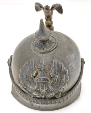 Imperial German, WW1, Bavarian Officer’s Pickelhaube Stein Lid, with Eagle Thumb-Lift, Marked “BG” and “Wx”