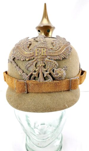 Imperial Germany, WW1, Model 1915 Prussian Infantry Pickelhaube, Pressed Felt Body (Ersatz type), Brass Fittings