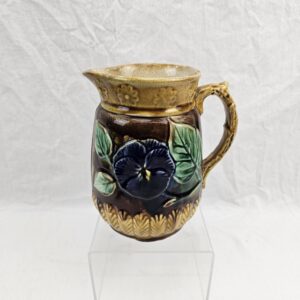 Majolica Iris Flower Pottery Jug