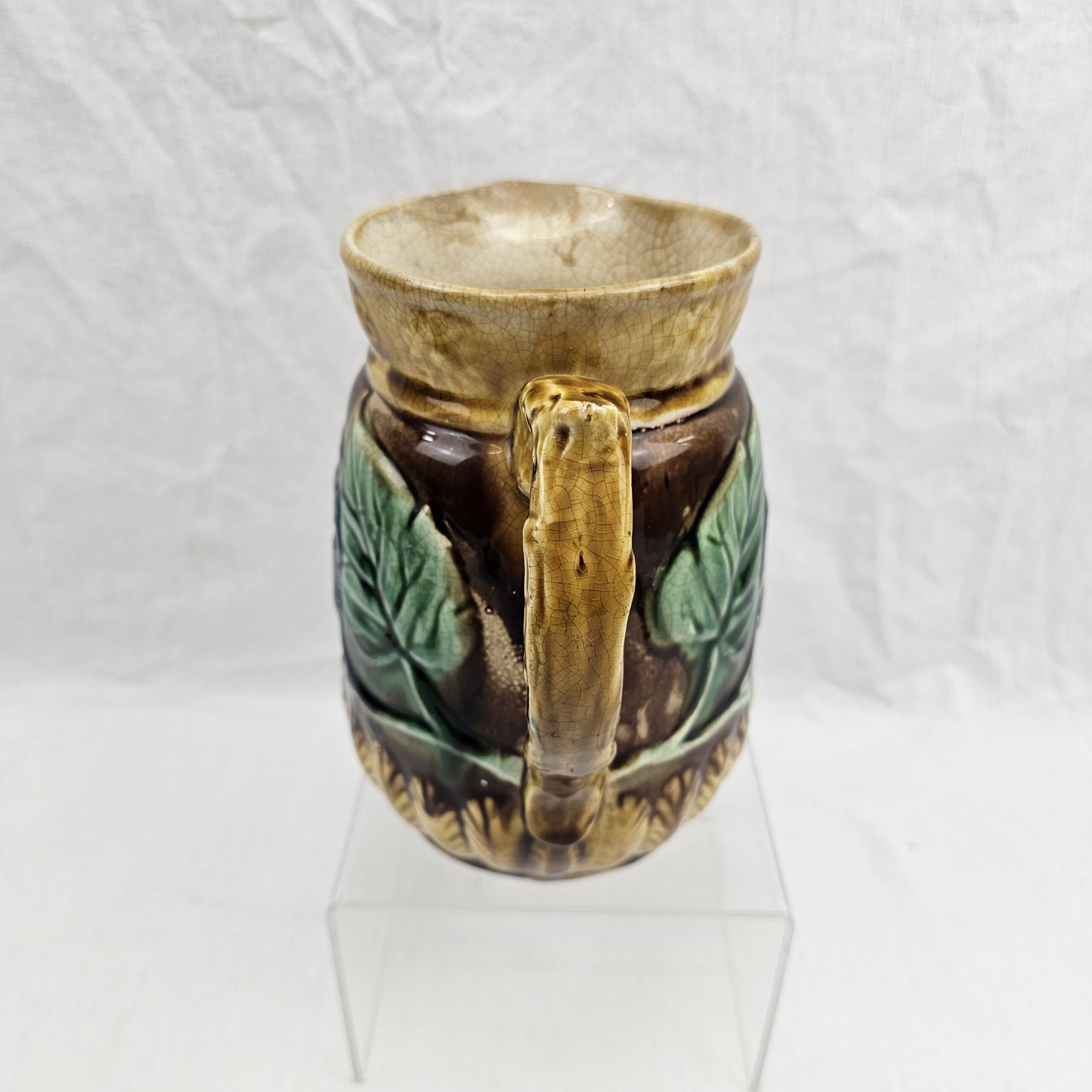 Majolica Iris Flower Pottery Jug - Image 4
