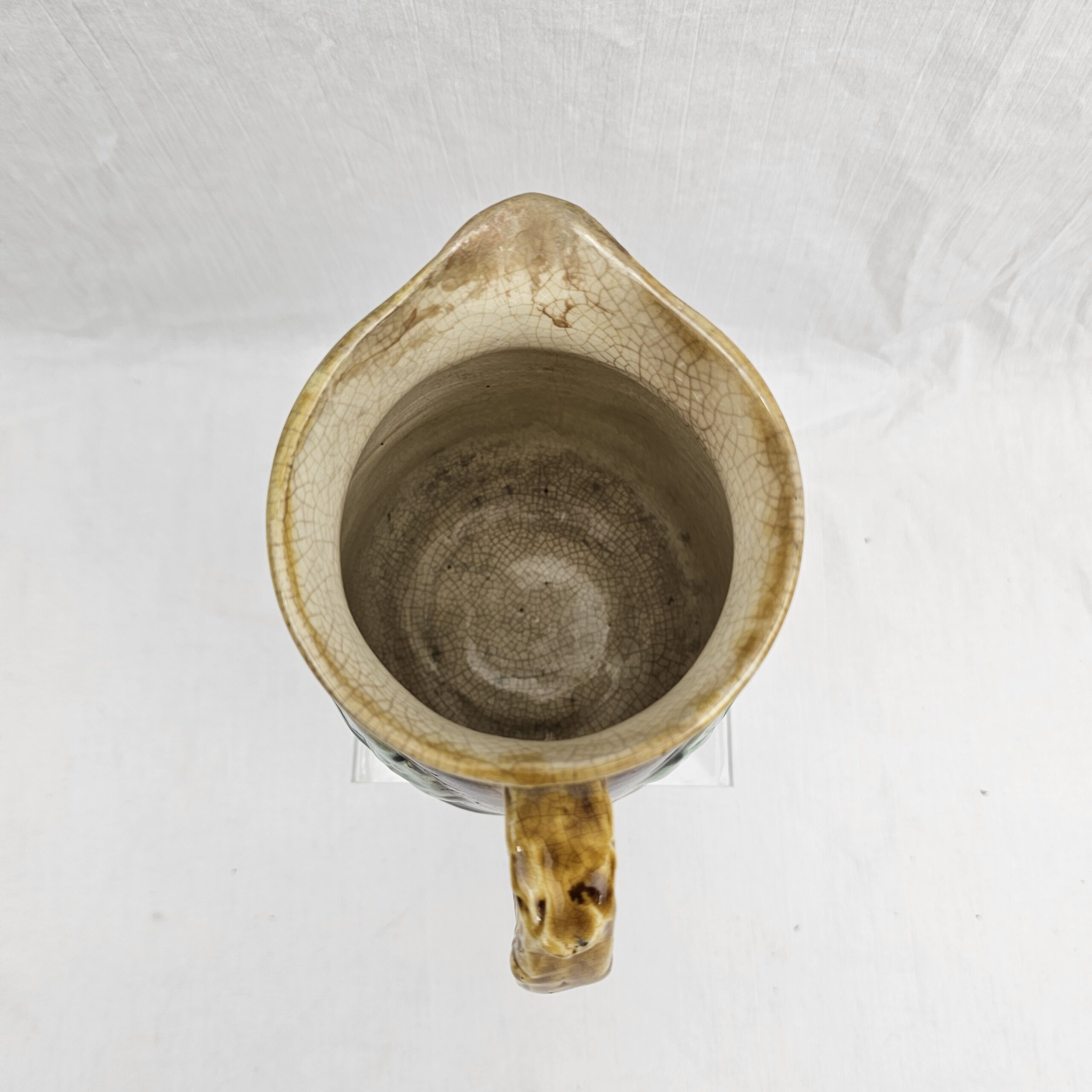 Majolica Iris Flower Pottery Jug - Image 3