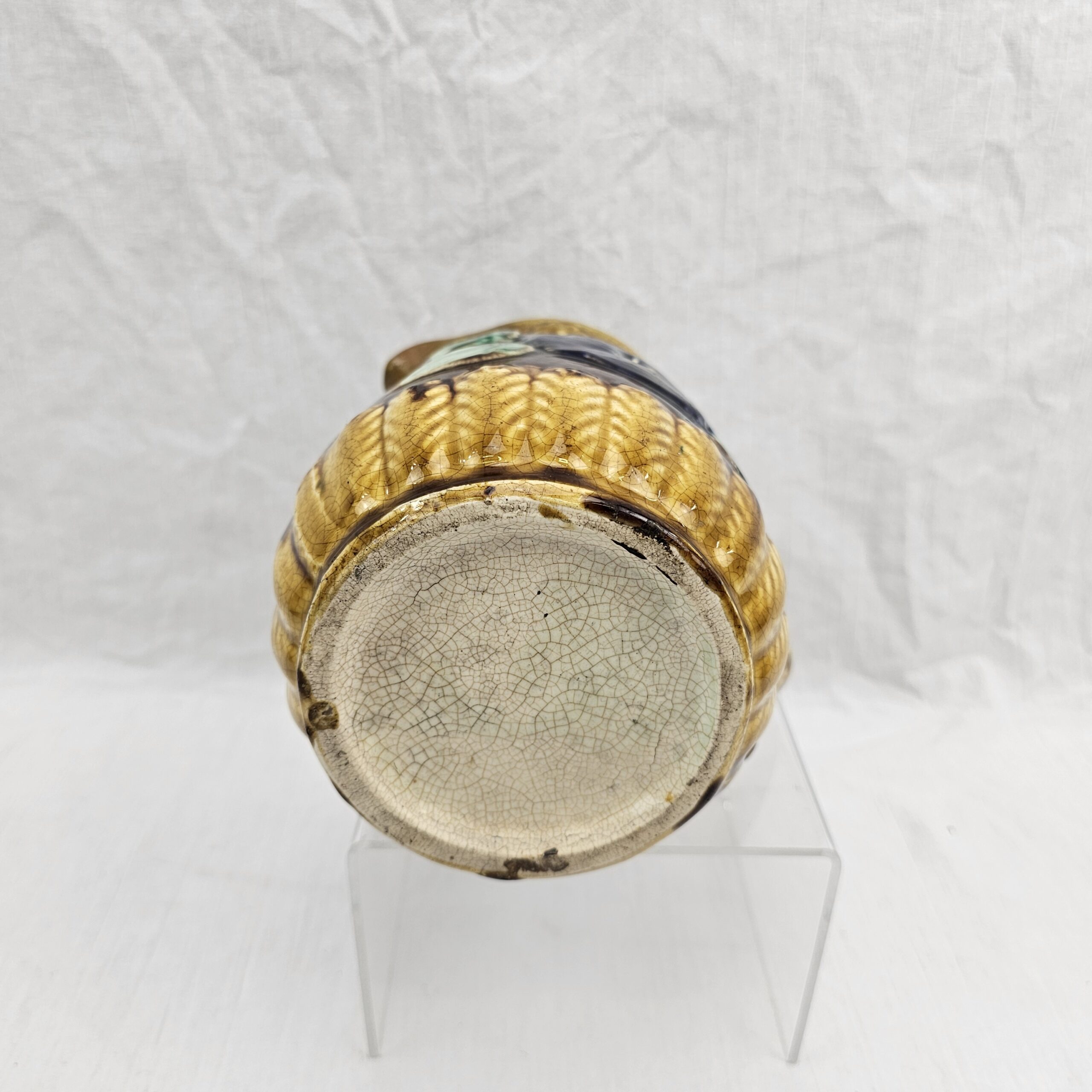 Majolica Iris Flower Pottery Jug - Image 8