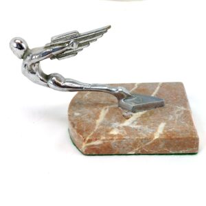 Original, Art Deco, “Rocket Man” La Salle Hood Ornament - Car Mascot on Quartz Base