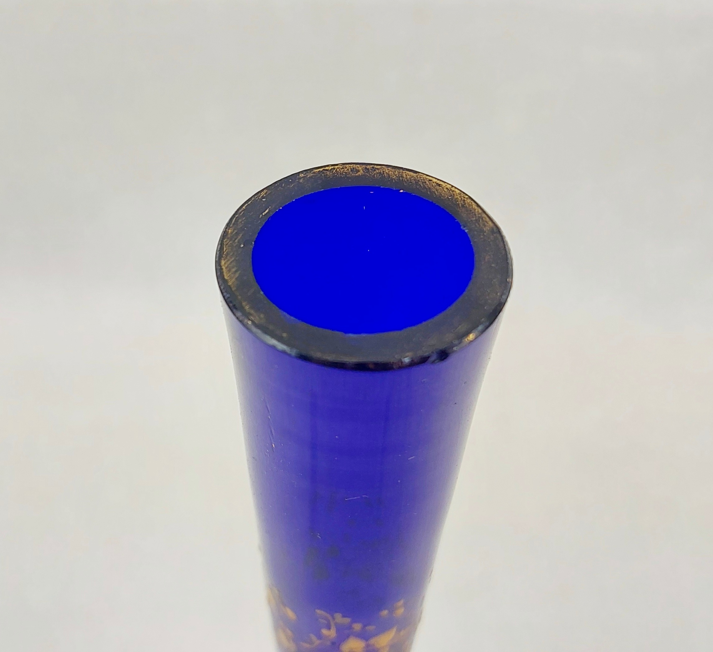 Victorian Bristol Blue Enamelled Glass Ovoid Vase - Image 2