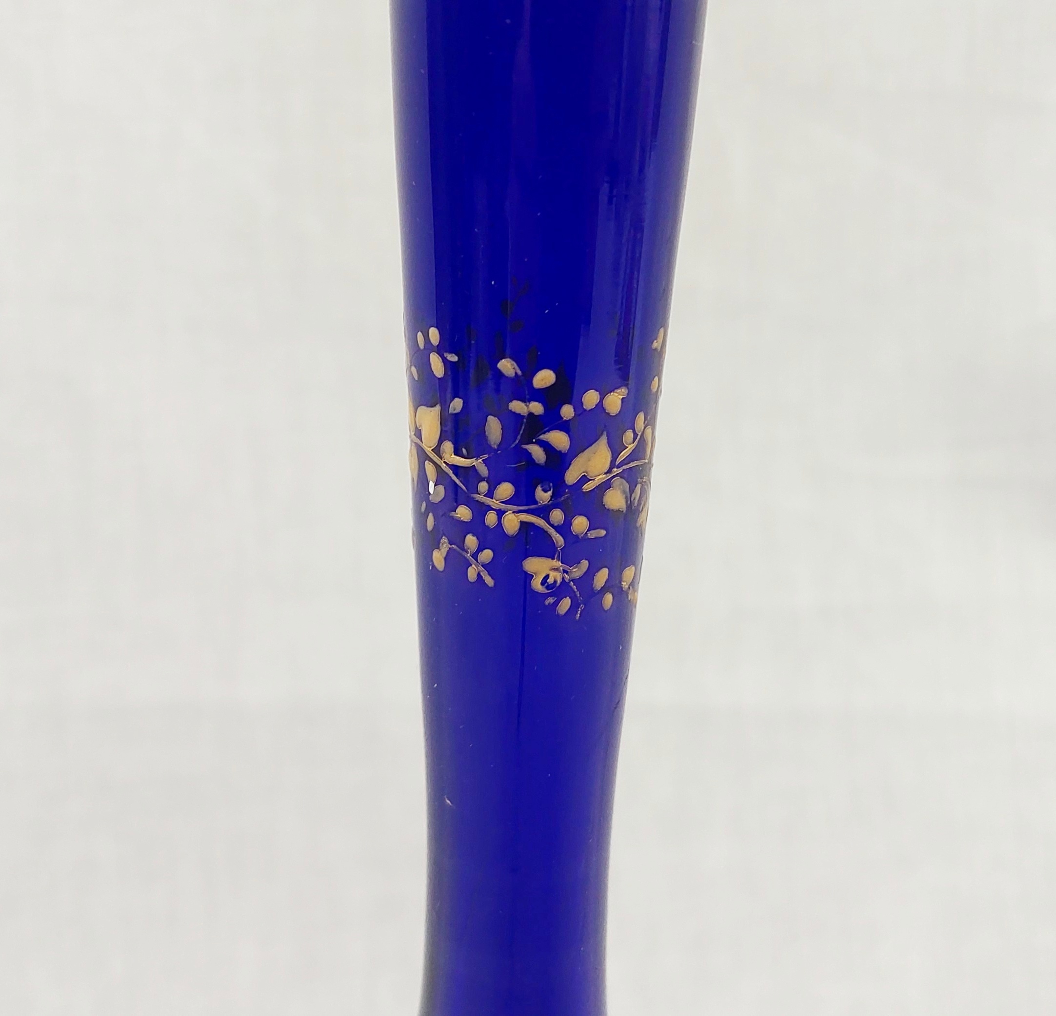 Victorian Bristol Blue Enamelled Glass Ovoid Vase - Image 5