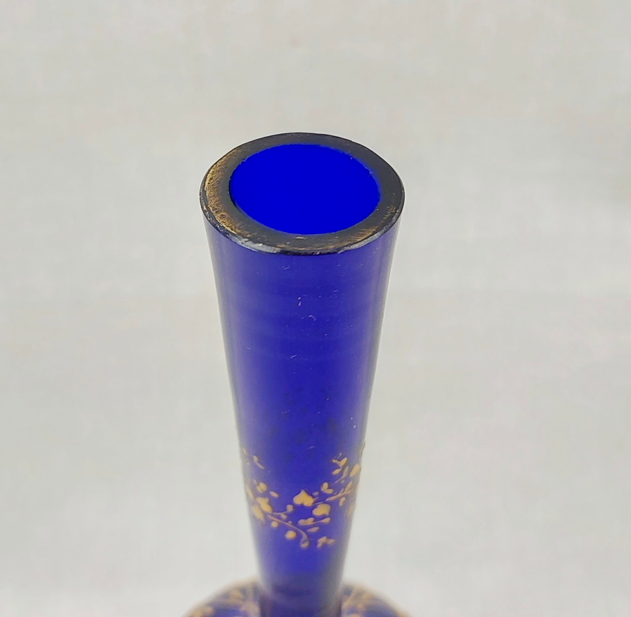Victorian Bristol Blue Enamelled Glass Ovoid Vase - Image 3