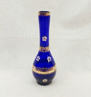 Victorian Bristol Blue Enamelled Glass Vase