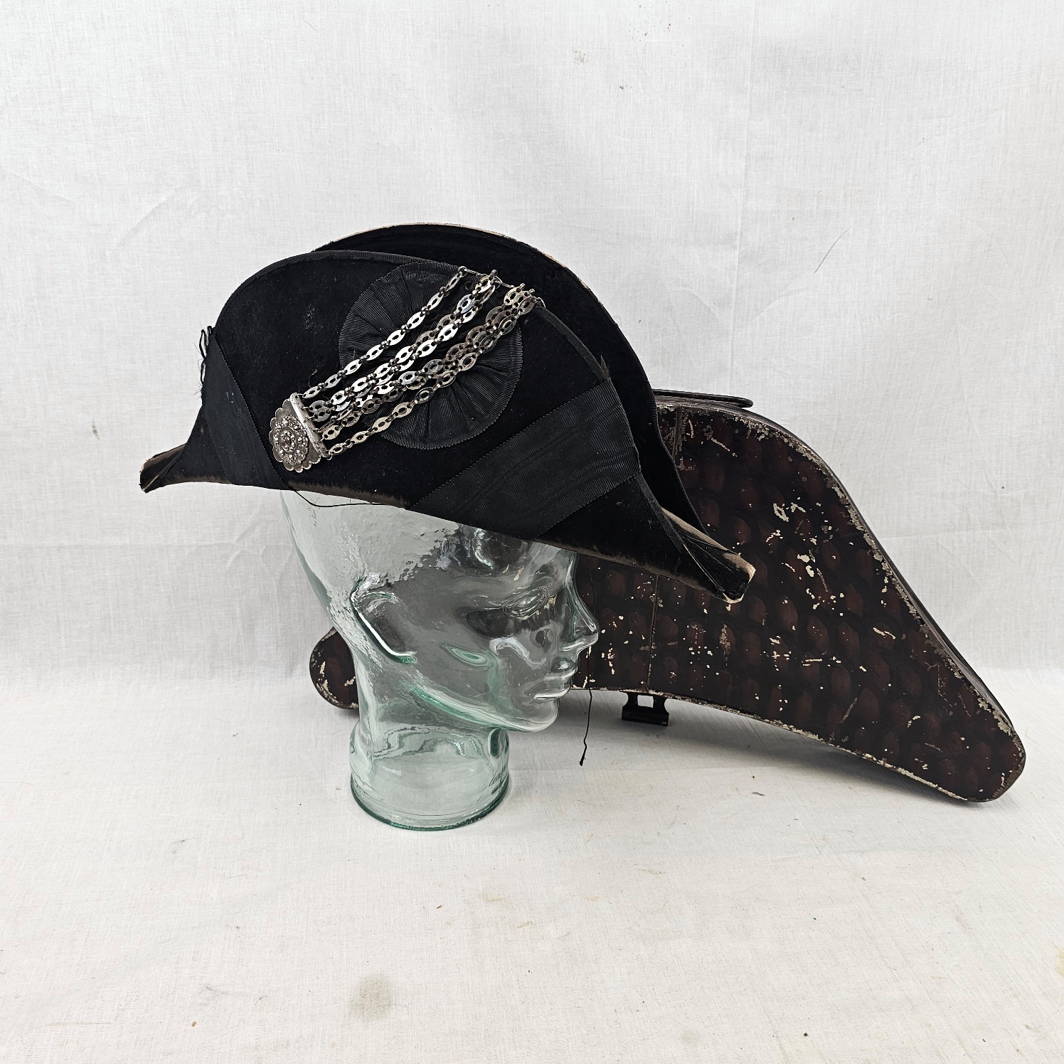 Victorian Court Cocked Hat And Japanned Tin Case