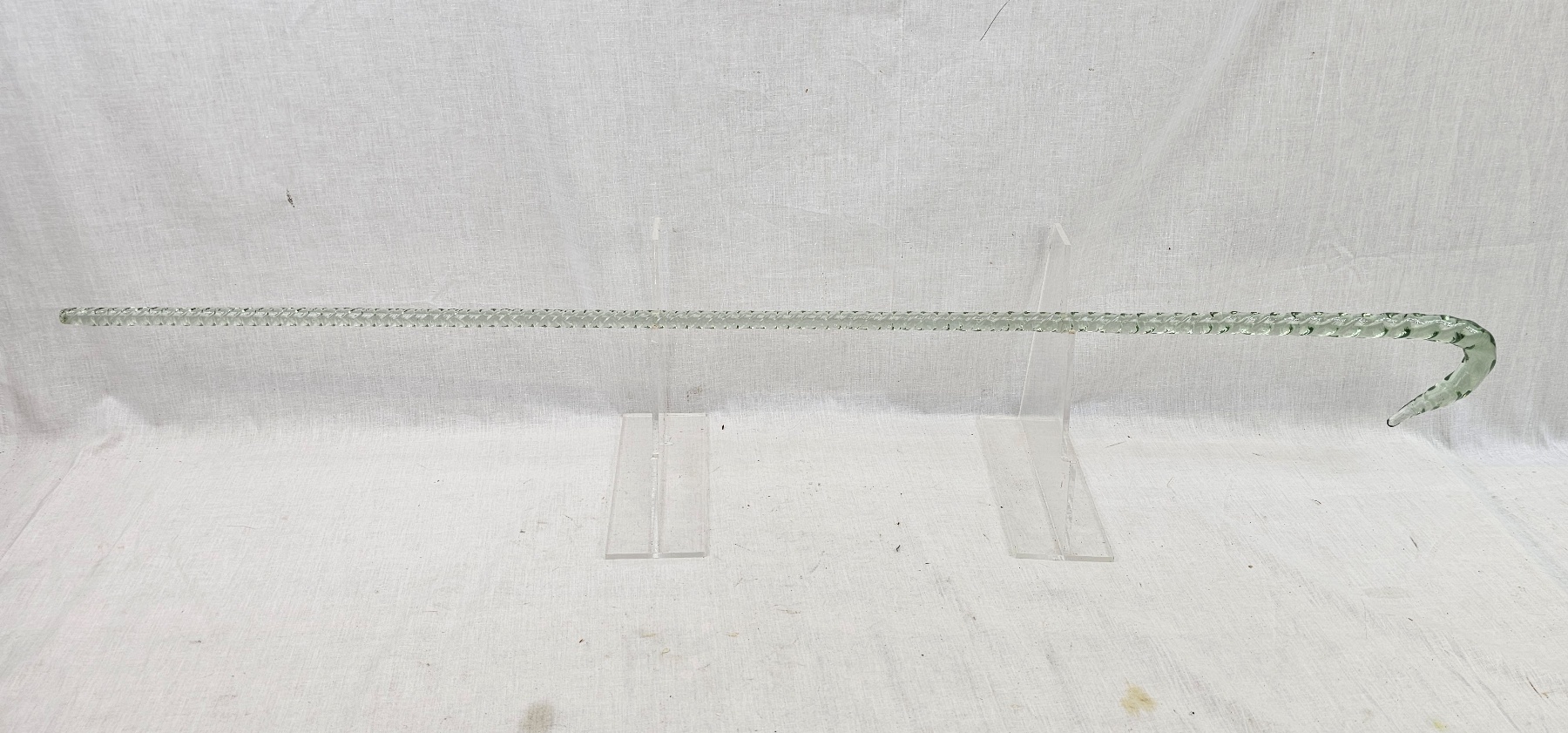 Victorian Light Green Glass Barley Twist Walking Stick