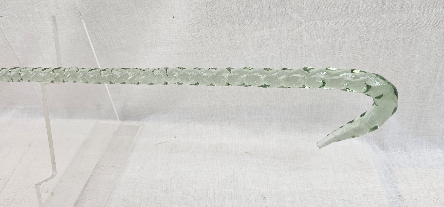 Victorian Light Green Glass Barley Twist Walking Stick - Image 11