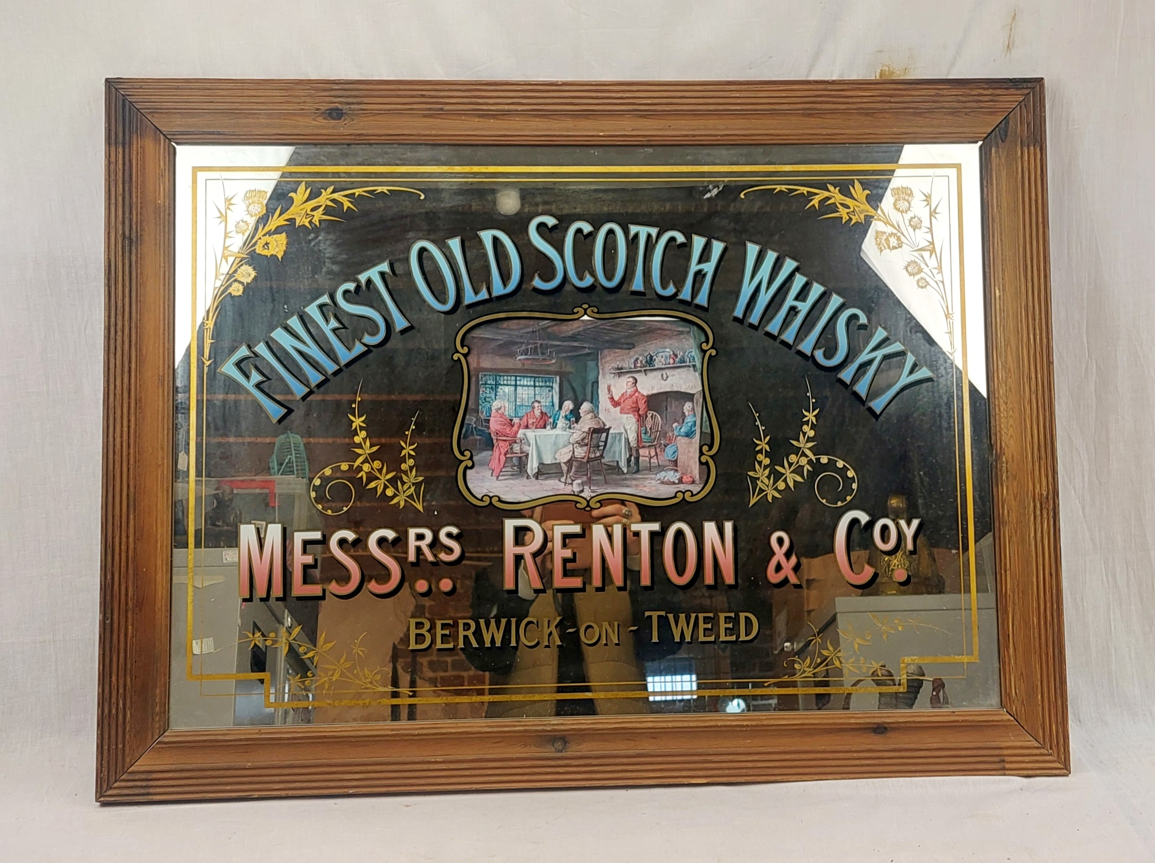 Vintage Renton & Co Scotch Whisky Pub Advertising Mirror