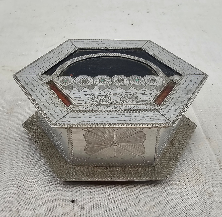 WW2 Aluminium Trinket Basket Of Flowers #2 - Image 2