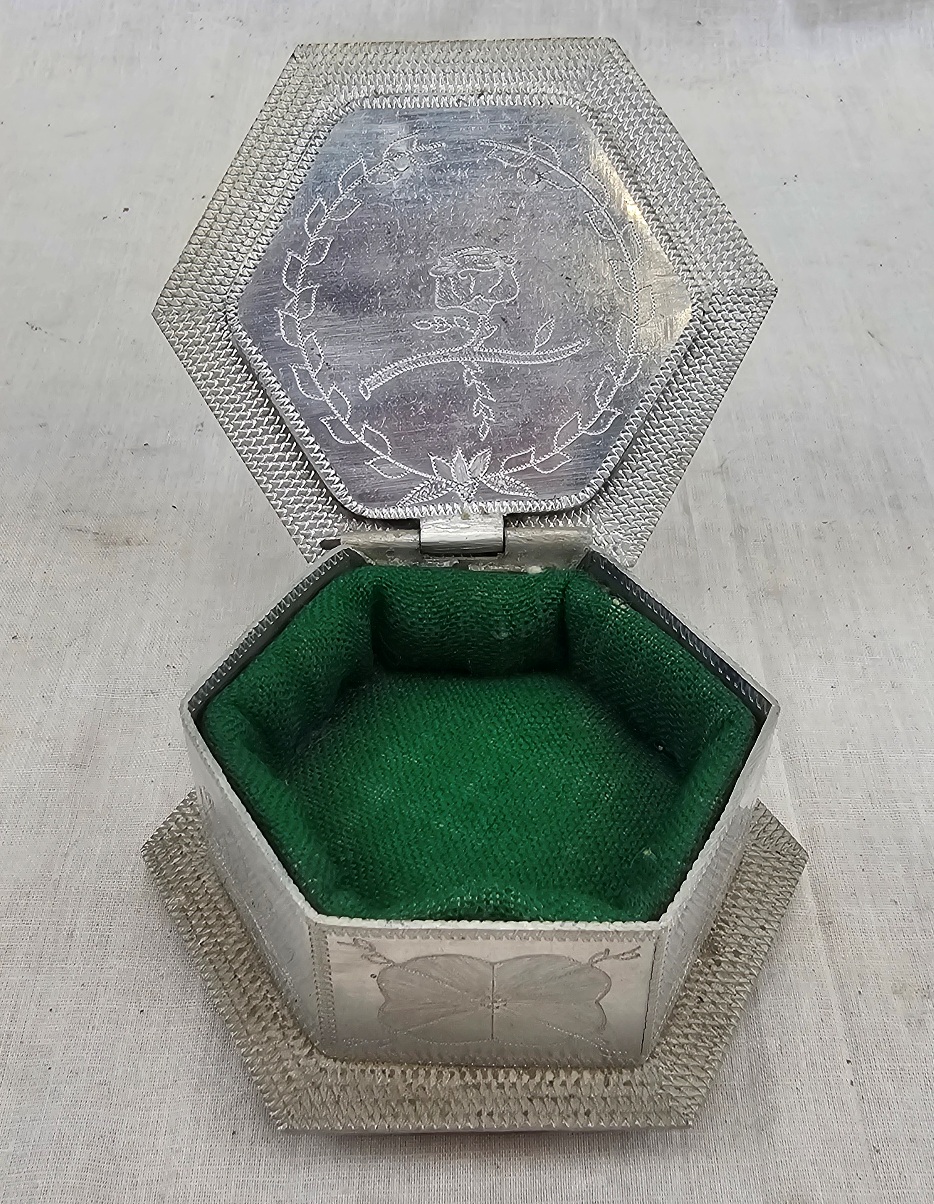WW2 Aluminium Trinket Basket Of Flowers #2 - Image 3