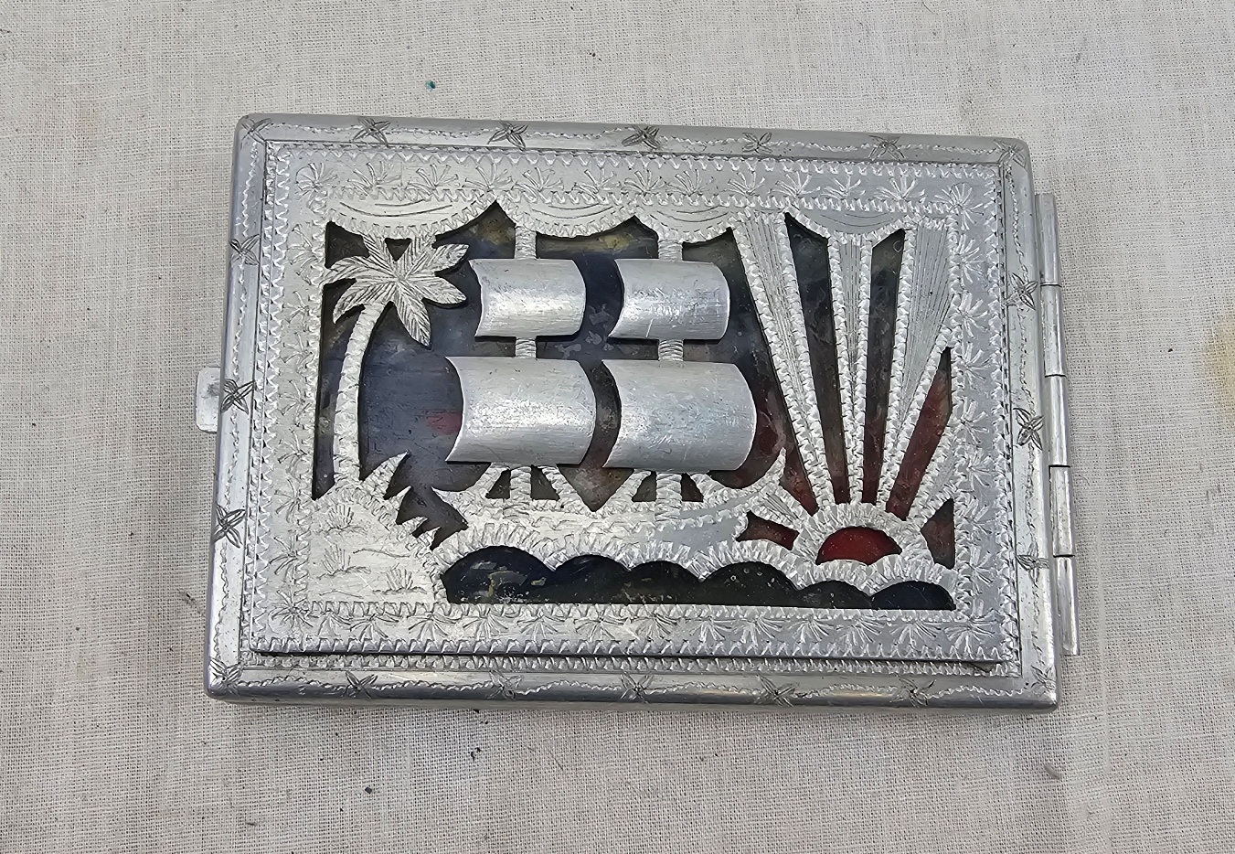 WW2 Era Aluminium Enamelled Indian Palace Cigarette Case #2 - Image 2