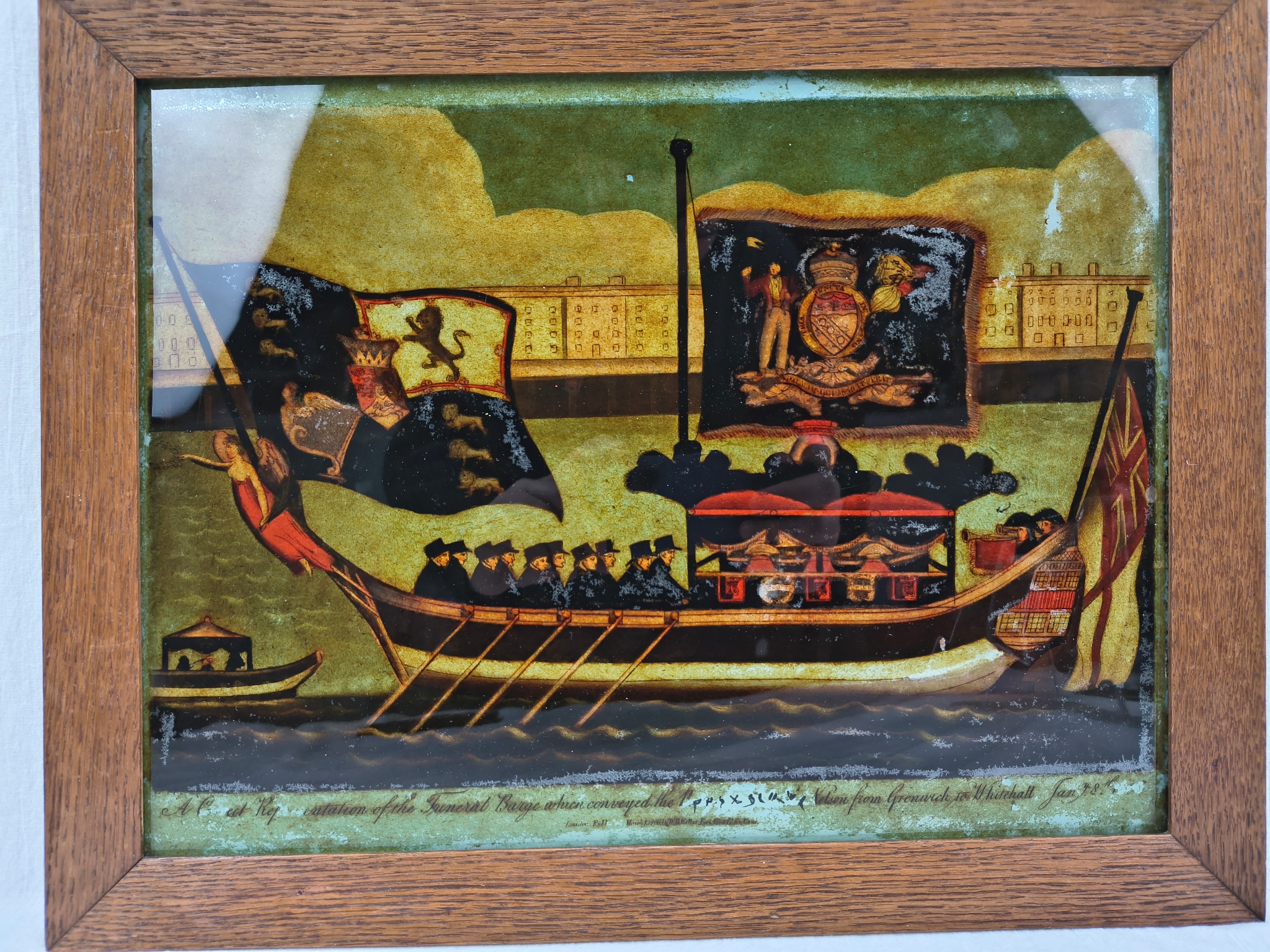 1806 Reverse Painting On Glass Of Admiral Lord Nelson's Funeral Barge - Image 2