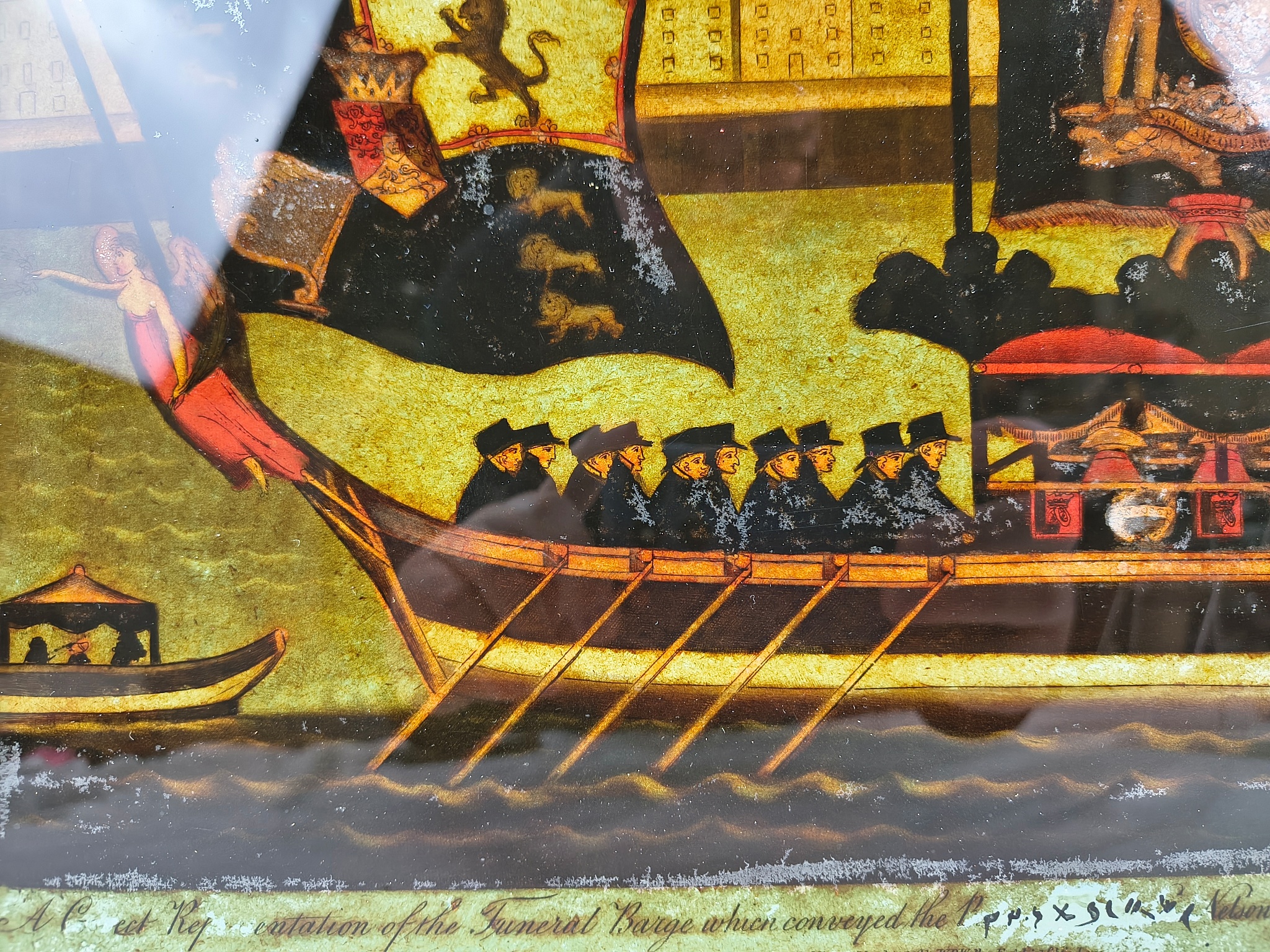1806 Reverse Painting On Glass Of Admiral Lord Nelson's Funeral Barge - Image 4