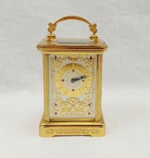 20th Century Swiss Gilt Metal Cased Carriage Clock By Igor Carl Faberge