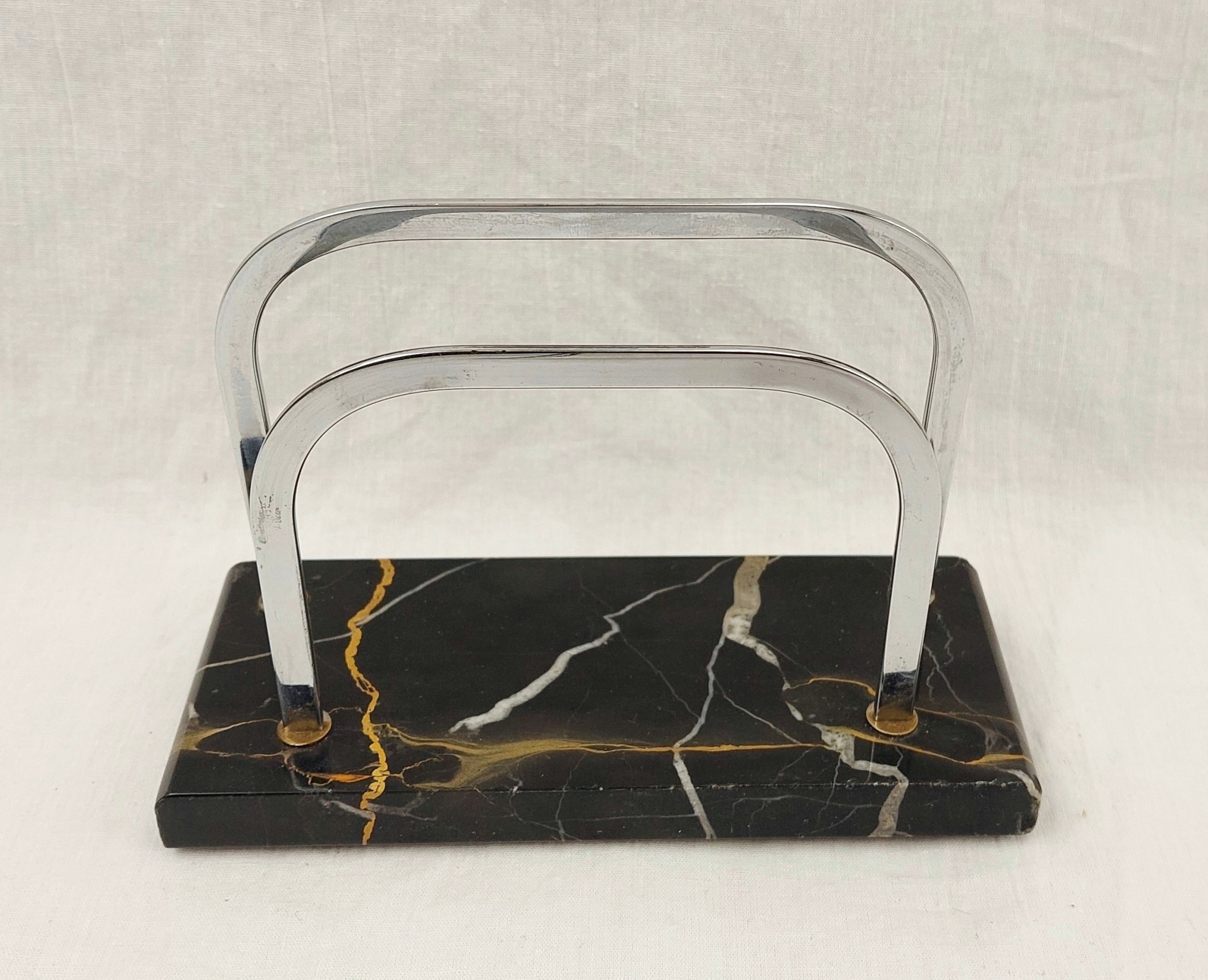 Art Deco Italian Portoro Marble Inkwell With Pen Rest And Letter Holder - Image 5